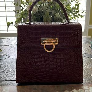 Salvatore Ferragamo iconic top handle crocodile handbag- never used!!